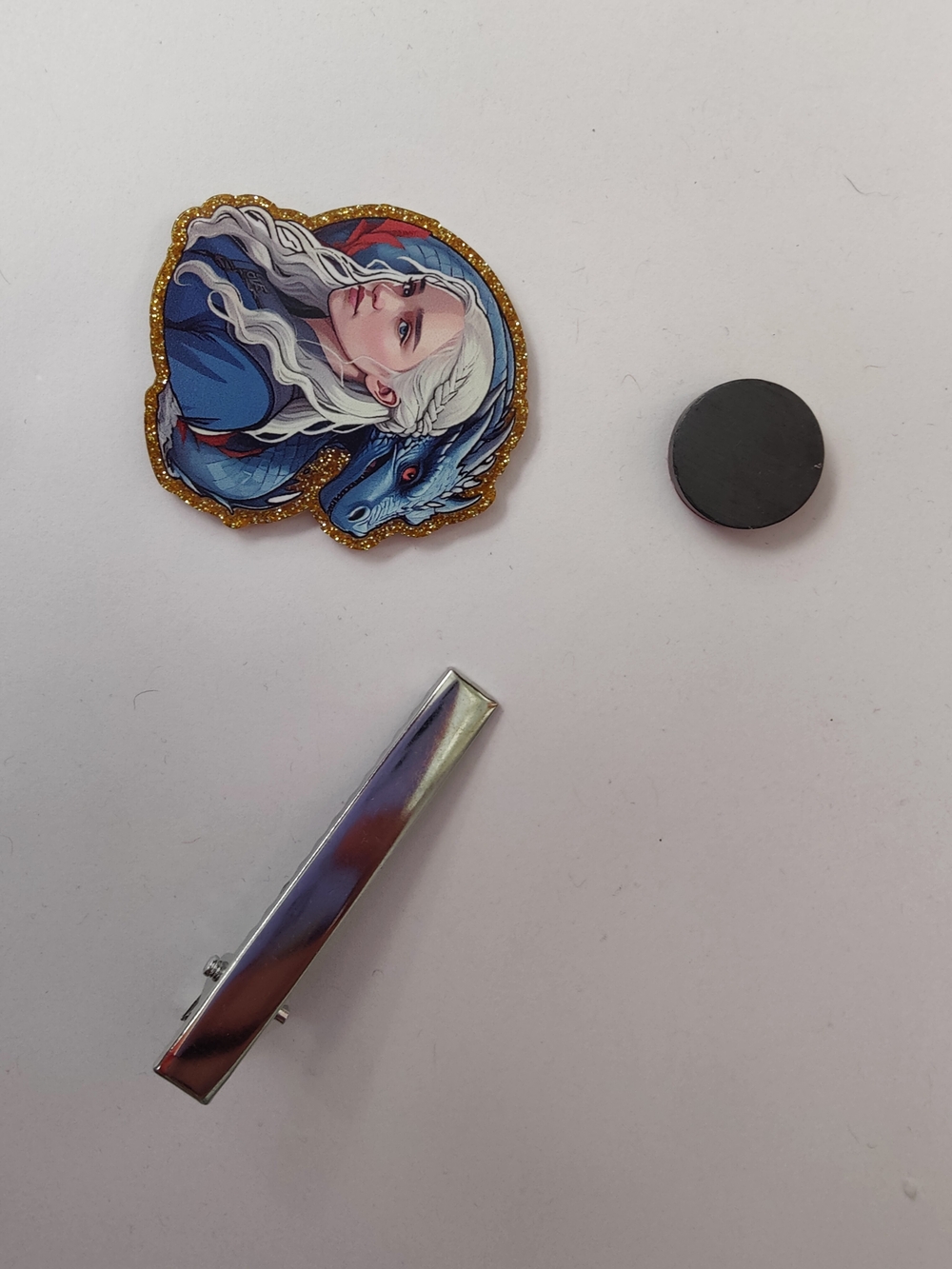 Custom Handmade Character Magnet or Hair Clip- Mother Of Dragons